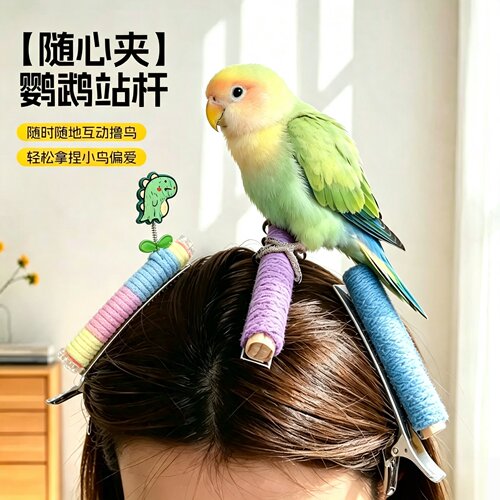 8玖-鹦鹉随心夹肩膀头站杆站台站棍站架虎皮牡丹玄凤解闷自嗨外出