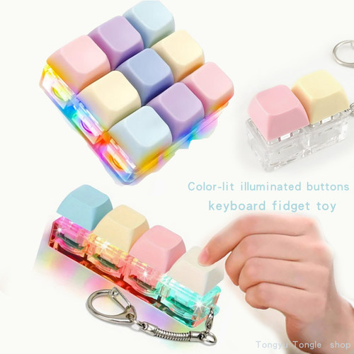 There are lights clicky keyboard fidget  stress relief toys