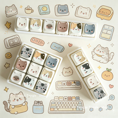 可爱猫咪按键解压玩具钥匙扣键盘
