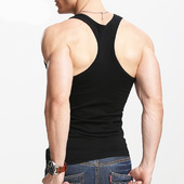 汗背心男夏季 续点工字背心男士 无袖 纯棉修身 健身紧身运动打底衫