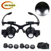 10倍15倍20倍25倍LED灯眼镜头戴式 放大镜鉴定古玩珠宝钟表维修理