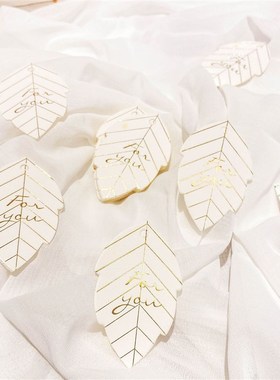 吊牌黑白色烫金树叶伴手礼卡片装饰小挂牌小配件结婚挂牌