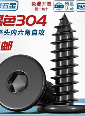 黑色304不锈钢扁平头内六角自攻螺丝大平头超薄头螺钉圆头自攻钉