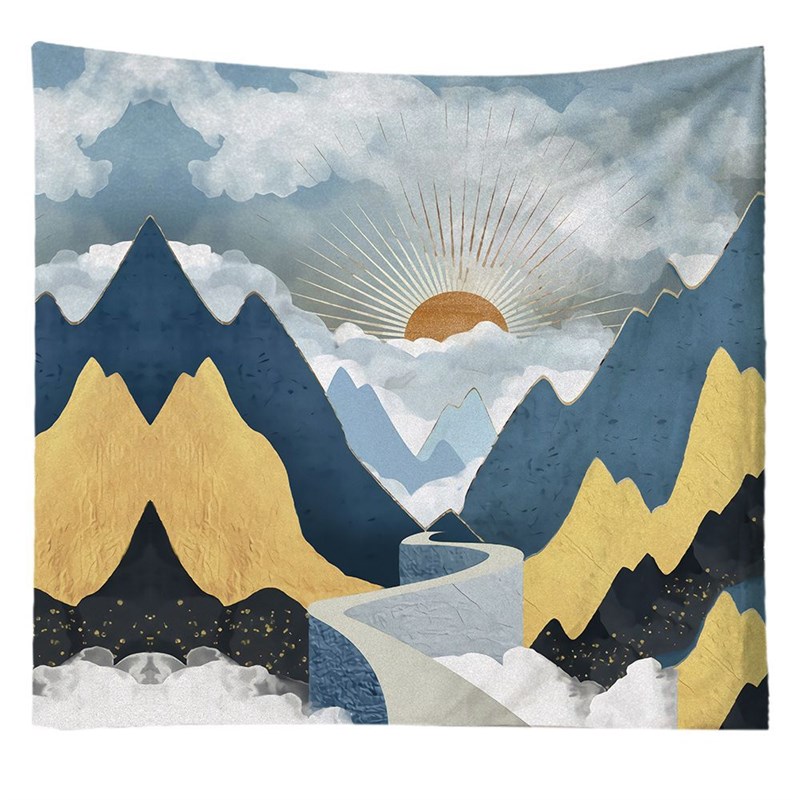 家居粉色山峰印花挂毯 装饰挂布卧室壁挂tapestry