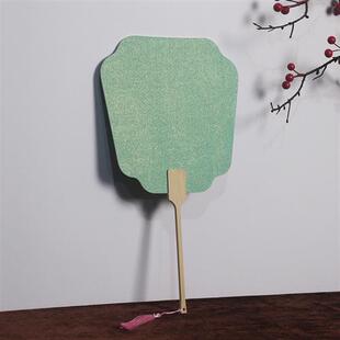 加厚鎏金宣纸团扇双面手绘空白卡纸扇直销活动扇楠竹长柄扇子