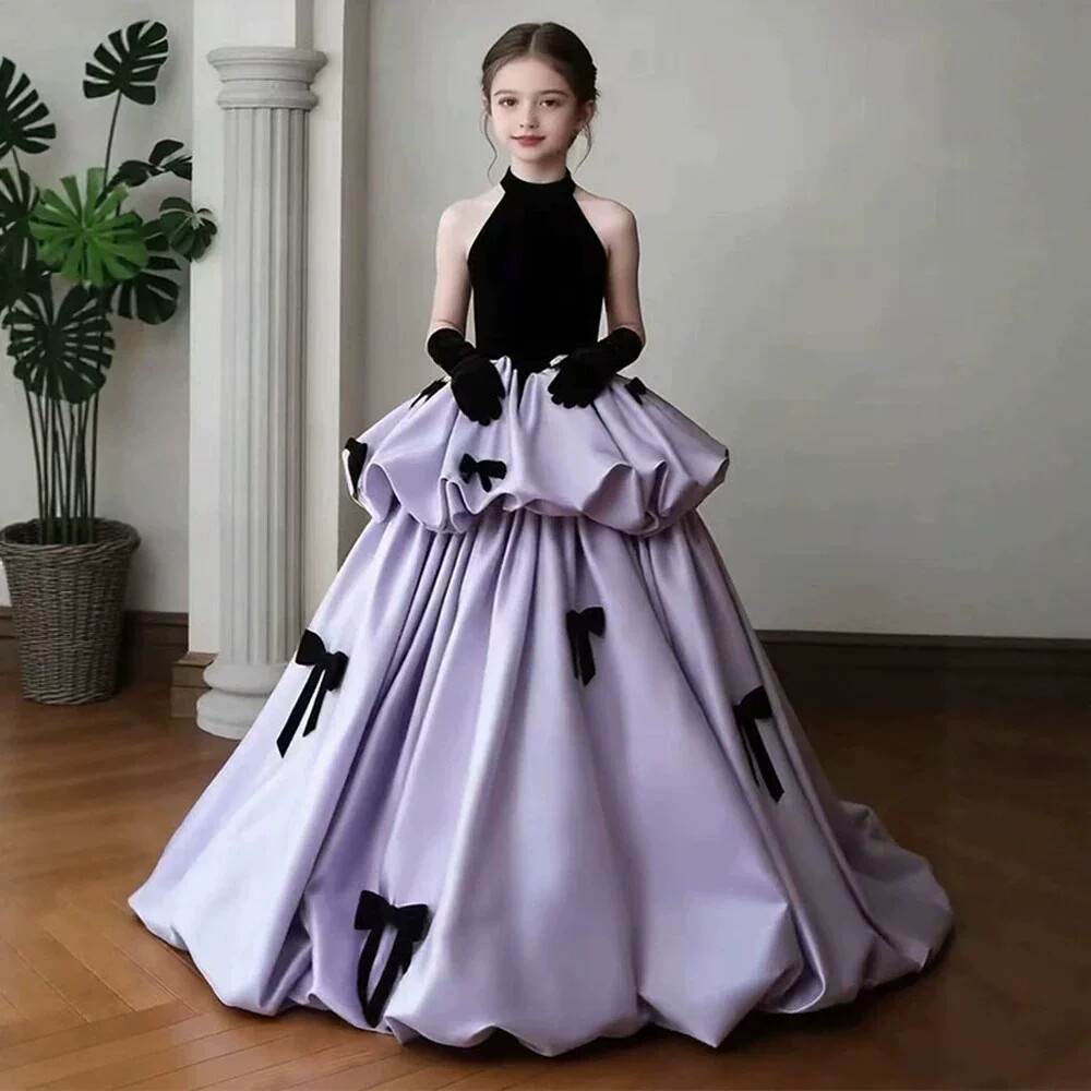 出租女童礼服高端轻奢主持人儿童生日花童婚礼女孩公主裙钢琴演奏图片
