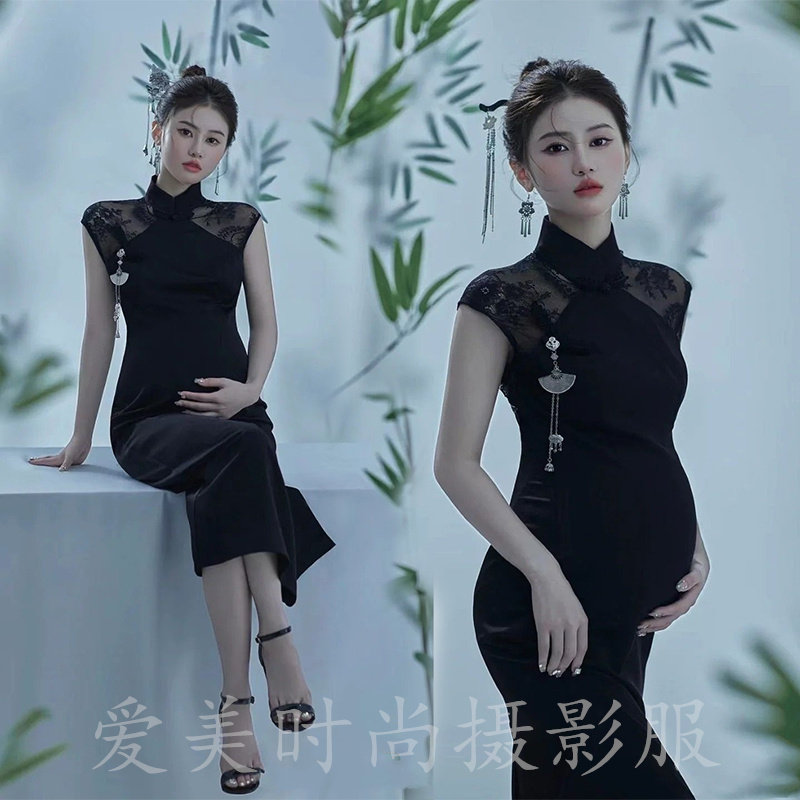 出租2023新款影楼孕妇摄影写真艺术服装孕妈休闲毛衣修身针织裙女