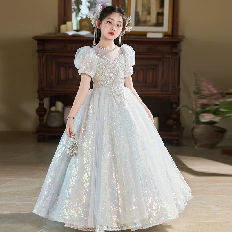 出租女童礼服轻奢高端绝美婚礼花童公主裙儿童生日party主持走秀图片