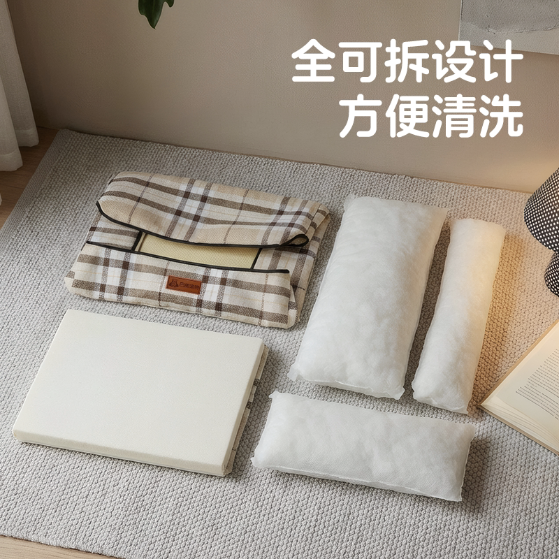 猫狗窝全可拆双面内垫春夏款麻料凉席舒适耐用百搭格子宠物深睡窝