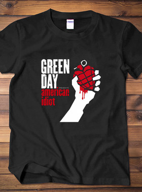 绿日乐队组合GreenDay 摇滚音乐周边衣服大码短袖t恤男女半袖衫棉