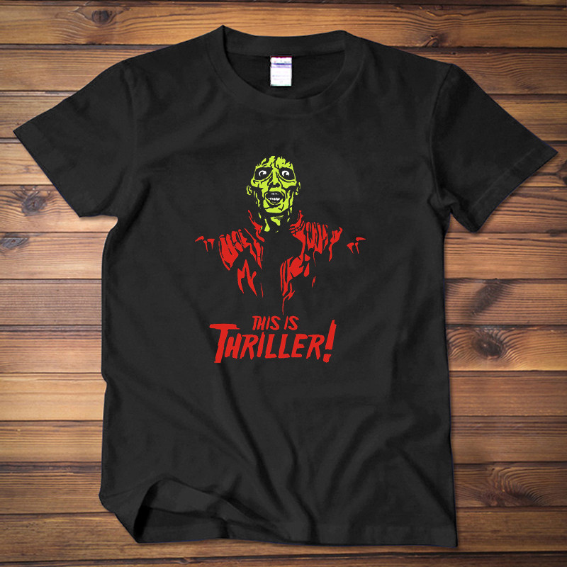 迈克杰克逊 战栗 thriller 摇滚短袖t恤michael jackson 纯棉男女