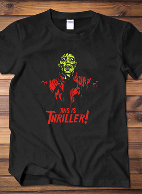 迈克杰克逊 战栗 thriller 摇滚短袖t恤michael jackson 纯棉男女
