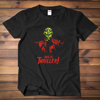 迈克杰克逊 战栗 thriller 摇滚短袖t恤michael jackson 纯棉男女