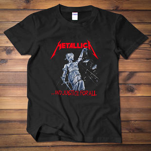 摇滚重金属制品乐队 Metallica Justice for all 短袖t恤男女宽松