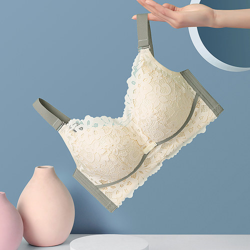 女薄款无钢圈文胸聚拢收副乳内衣
