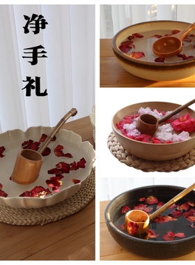 仪式感净手礼木盆手勺摆件