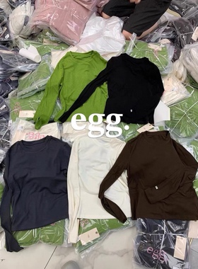 MoreLess 韩单EGG~自发热磨毛五色打底衫纯色弹力百搭圆领长袖T恤