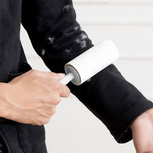 手柄滚筒粘毛纸卷滚轮家用沾毛除尘滚毛器衣服吸毛器 粘毛器可撕式