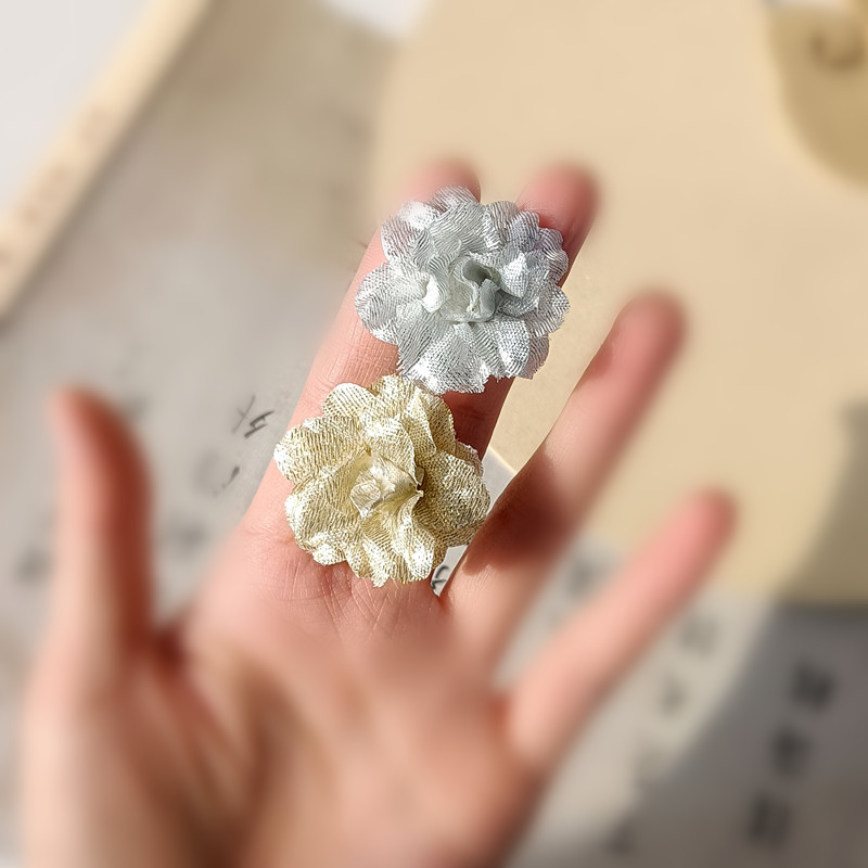 金色U簪发饰新娘盘发汉服头饰u叉仿真花古装假花U型夹玫瑰花发钗