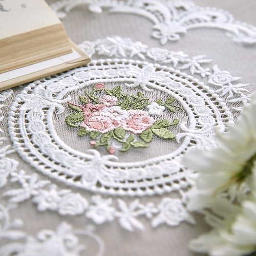 蜡笔派莱茵丝垫中式蕾丝杯垫绣花百搭餐垫水杯碗盘垫隔热餐盘垫