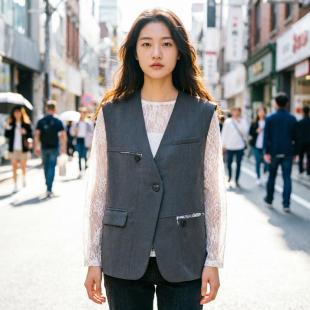 百搭显瘦马甲女无袖 时尚 上衣潮9381 新款 2026春季