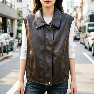 2026春季新款时尚百搭显瘦休闲马甲女皮衣马夹908