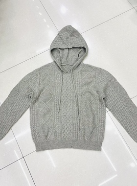 羊毛衫女麻花连帽秋冬新款羊毛针织慵懒风毛衣72908