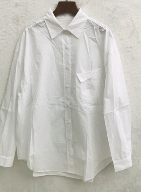 YDD法式小众长袖白色衬衫女装上衣韩版大码大版中长款上衣内搭