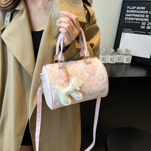 高级感粉色小众可爱印花波士顿包斜挎包女款2025新款潮时尚百搭
