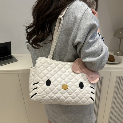 时尚卡通托特包大容量菱格背包