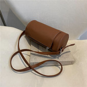 个性 港风质感复古包包女2022新款 时尚 圆筒包圆柱形创意单肩斜挎包