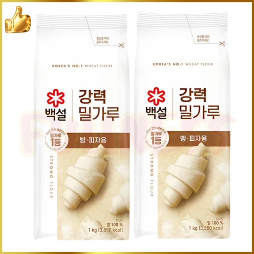 进口CJ韩国白雪高筋面粉1千克啡袋x2烘焙原料两袋装原味高筋粉