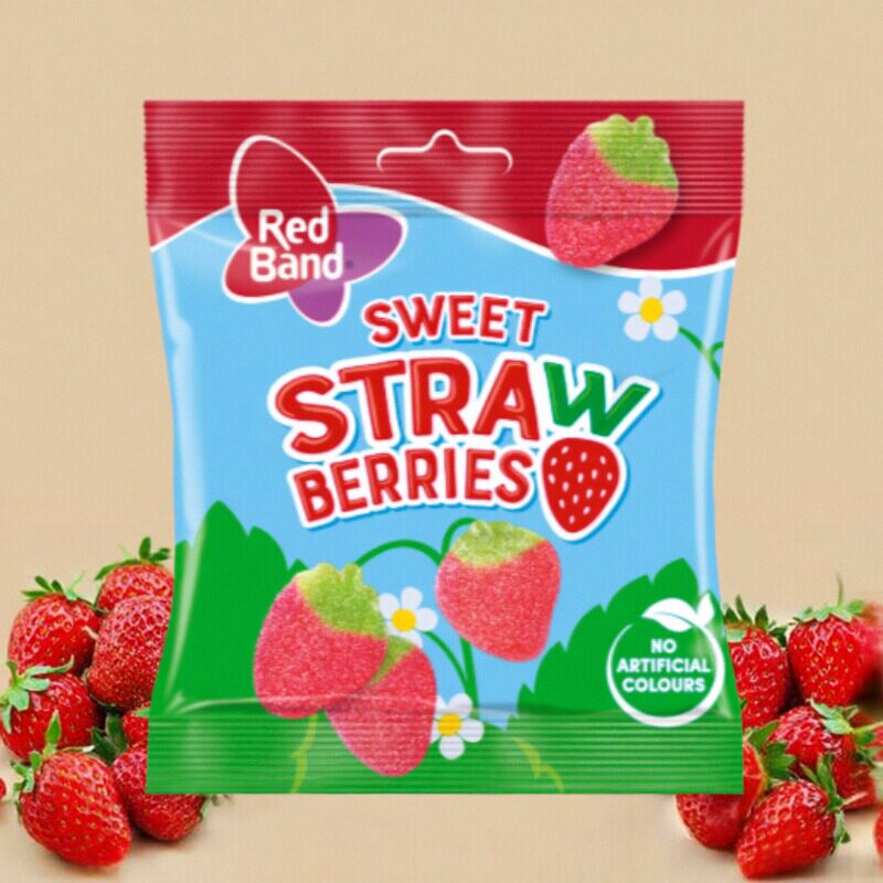 荷兰进口Red Band草莓软糖无添加色素趣味造型水果果汁糖果100G