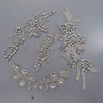 重工蕾丝钉珠布贴水钻领花肩章饰品DIY衣服婚纱礼服辅料