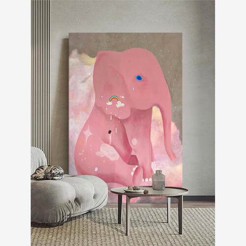 粉色大象少女儿童房纯手
