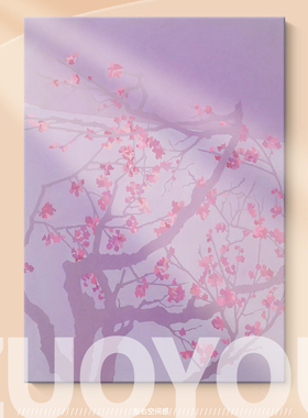 奶油风梅花手绘油画客厅