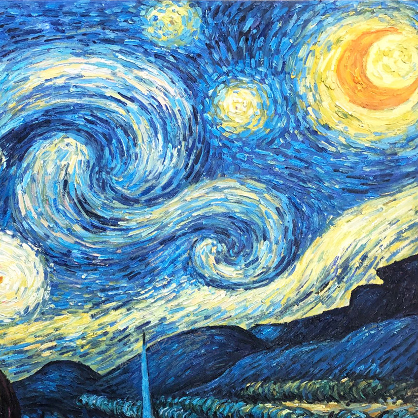 工厂大芬油画客厅玄关装饰画现代北欧梵高星空纯手绘油画
