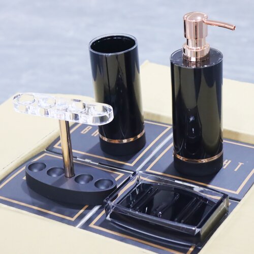 台湾原产！欧式简约做工扎实乳液瓶肥皂盒牙刷架漱口杯卫浴四件套