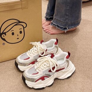 正品老爹鞋女款2026新款夏季透气网面单鞋厚底炸街轻便跑步休闲运