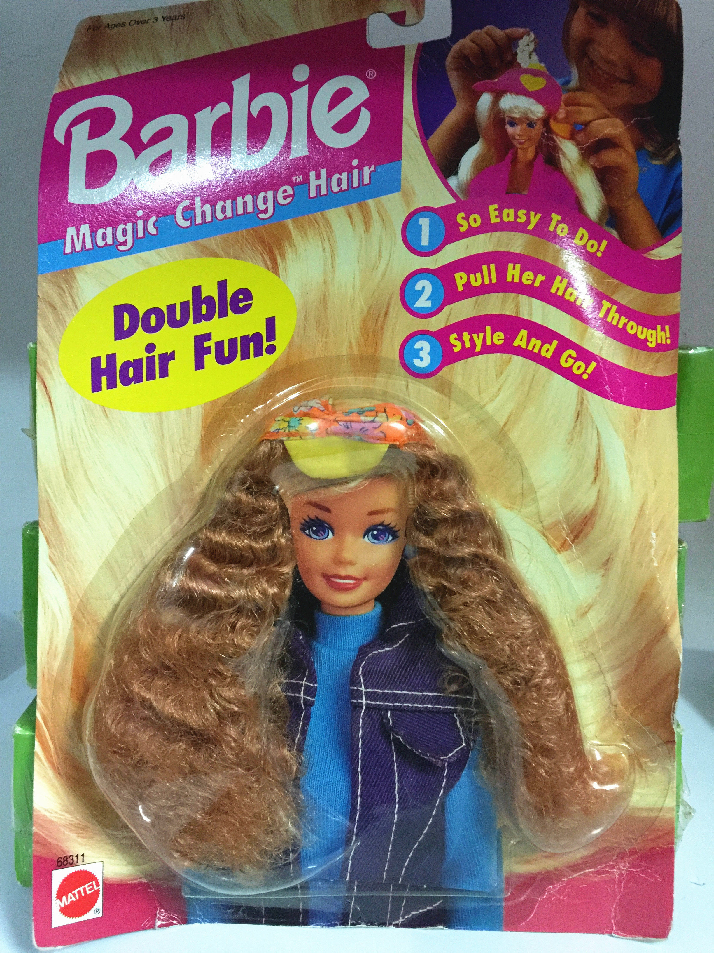 barbie vintage 90年代 古董芭比娃娃棕色卷发假发配件头套