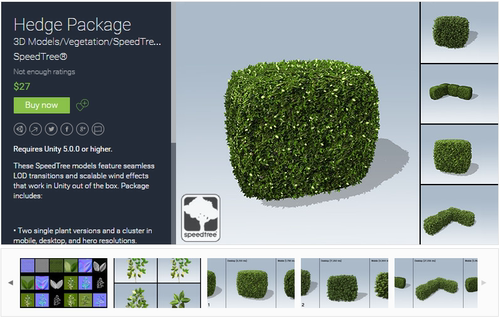 矮灌木SpeedTree系列Unity3D模型 园林围墙篱笆庄园树木3D模型