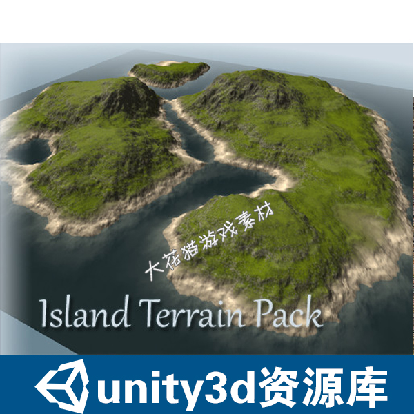 岛屿的地形资源包小岛环境风景游戏场景素材Q736 unity3d场景模型-封面