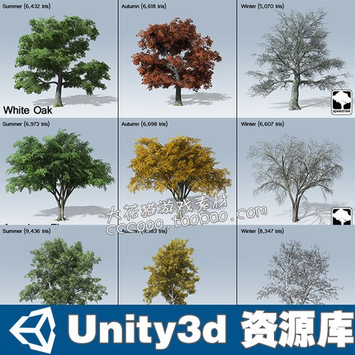Unity3D植物模型 树木模型包环境资源植物素材 SpeedTree系列