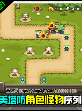 地图+角色小人塔防】欧美Q版 序列帧UIQ215【4方向素材 设计素材\