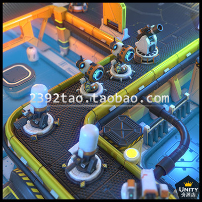 Unity3D游戏场景模型资源包 科幻风格塔防游戏场景 V1.0