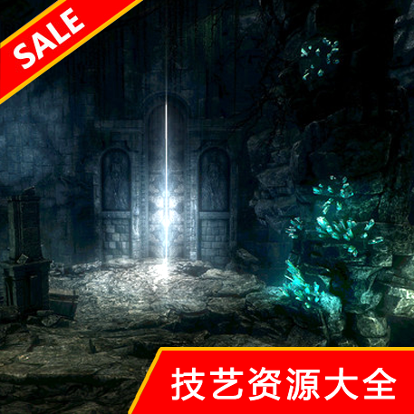 unity3d场景资源地下洞窟洞穴环境山洞岩石水晶蘑菇u3d模型素材包