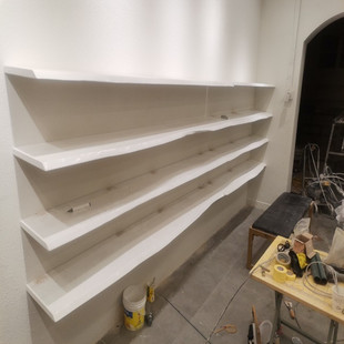 店实木一字壁挂展示架创意 架放包置物架墙上鞋 隔板白色服装 店放鞋