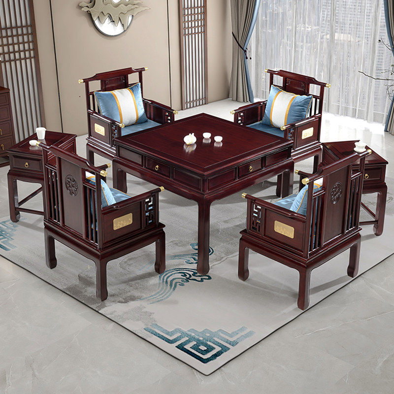 红木麻将桌餐桌两用茶桌高档酸枝木麻将机全自动家用多功能机麻