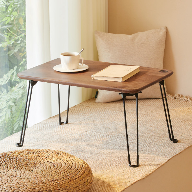 绿朵可折叠床上笔记本电脑桌实木懒人学习小桌子卧室飘窗置物架