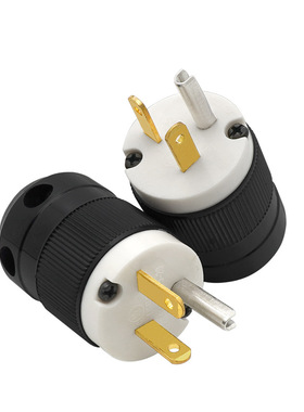 美式20A125VNEMA 5-20P插头两极插头美规一横一竖带接地工业插头